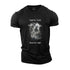 Black t-shirt with graphic design and text 'Fight for Truth, Stand for Light' on a white background